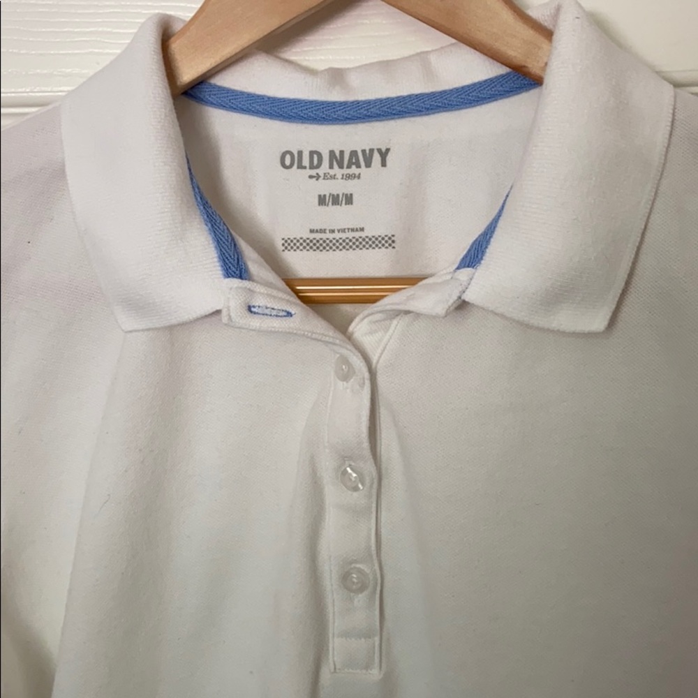 White Short Sleeved Polo Old Navy